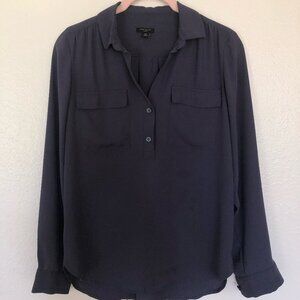 Ann Taylor Night Sky Long Sleeve Blouse Camp Shirt Size Petite XS